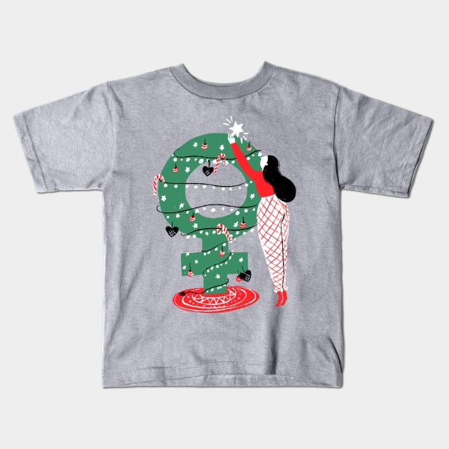 Femtastic Christmas Kids T-Shirt by Josephine Skapare